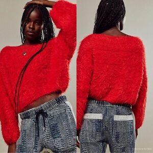 NWOT Free People Flurry Sweater in Red, Size Small